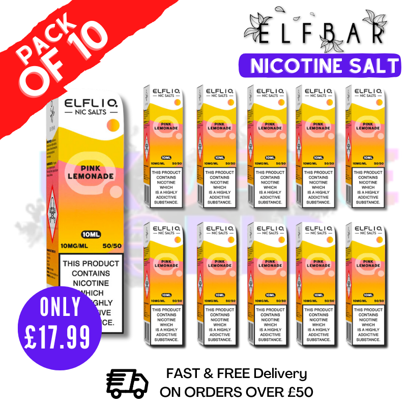 Shop Pink Lemonade ElfLiq Nic Salt BOX OF 10 - ONLY £17.99 - UK Vape World