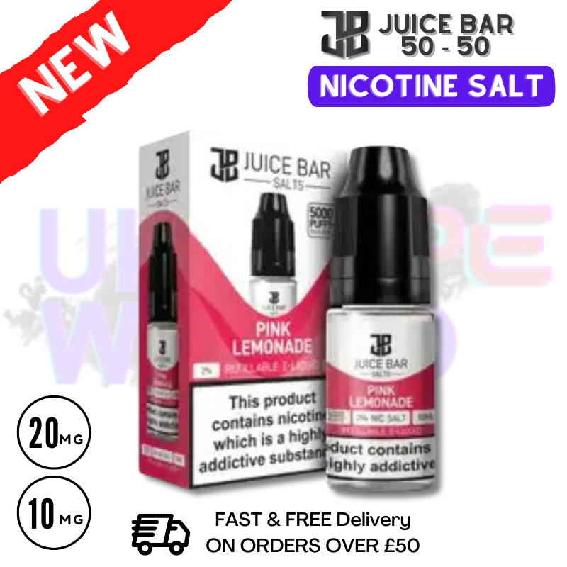 Shop Pink Lemonade - Juice Bar Nic Salt 10ML eLiquid Only £1.99 - UK Vape World