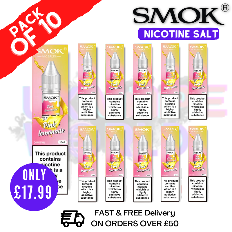 Shop Pink Lemonade Smok Nic Salt E Liquid BOX OF 10 - UK Vape World