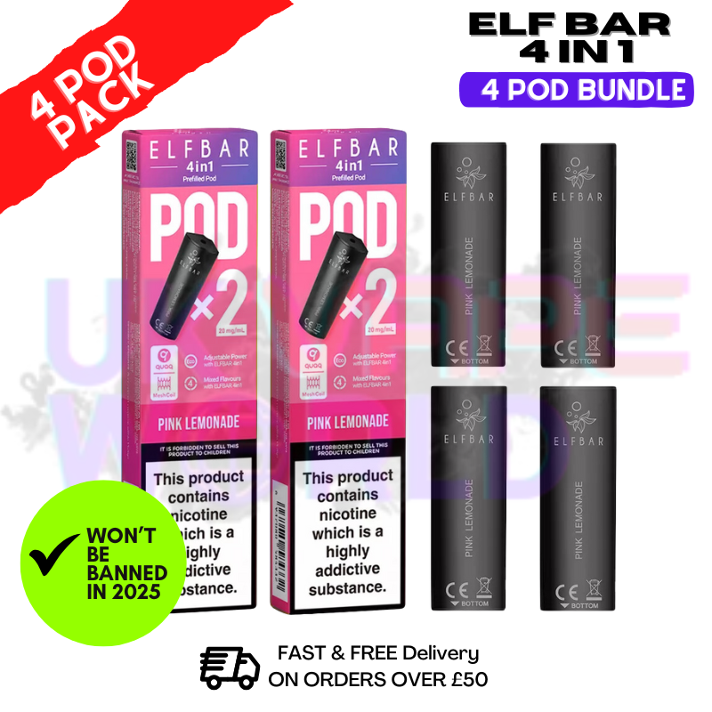 Elf Bar 4 in 1 Replacement Pods Pink Lemonade | 2% Elf Bar 4 in 1 Replacement Pods Pink Lemonade | 2%