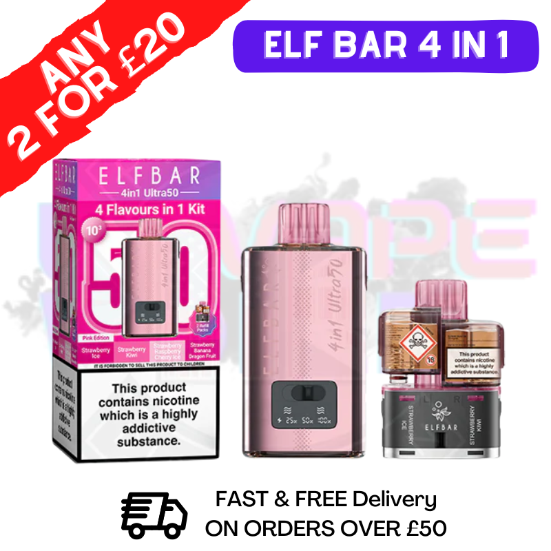 pink vape mod kit Elf Bar 4 in 1 Pink Edition Ultra Puff Kit