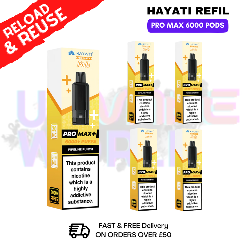 Pipeline Punch Hayati ProMax 6K Replacement Pods Box Of 5 Pipeline Punch Hayati ProMax 6K Replacement Pods Box Of 5