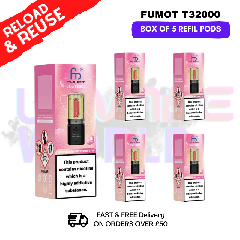 Raspberry Watermelon Fumot T32000 REPLACEMENT PODS - BOX OF 5