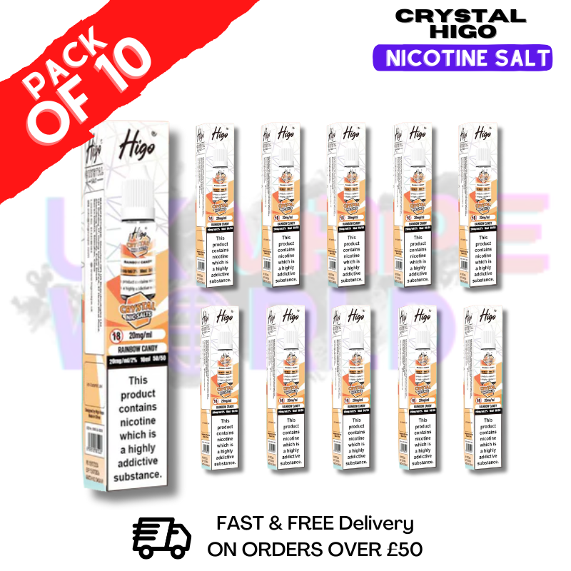 rainbow candy disposable vape Rainbow Candy Crystal Higo Nic Salt Box Of 10