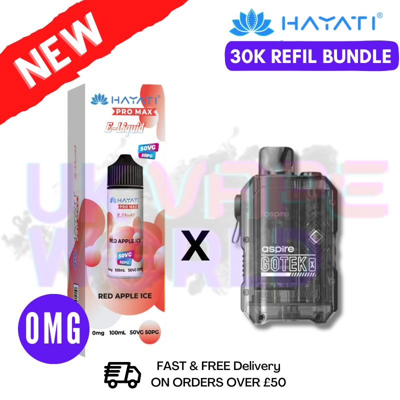 puff vap Red Apple ICE Hayati 30K Puff Zero Nicotine Vape Kit