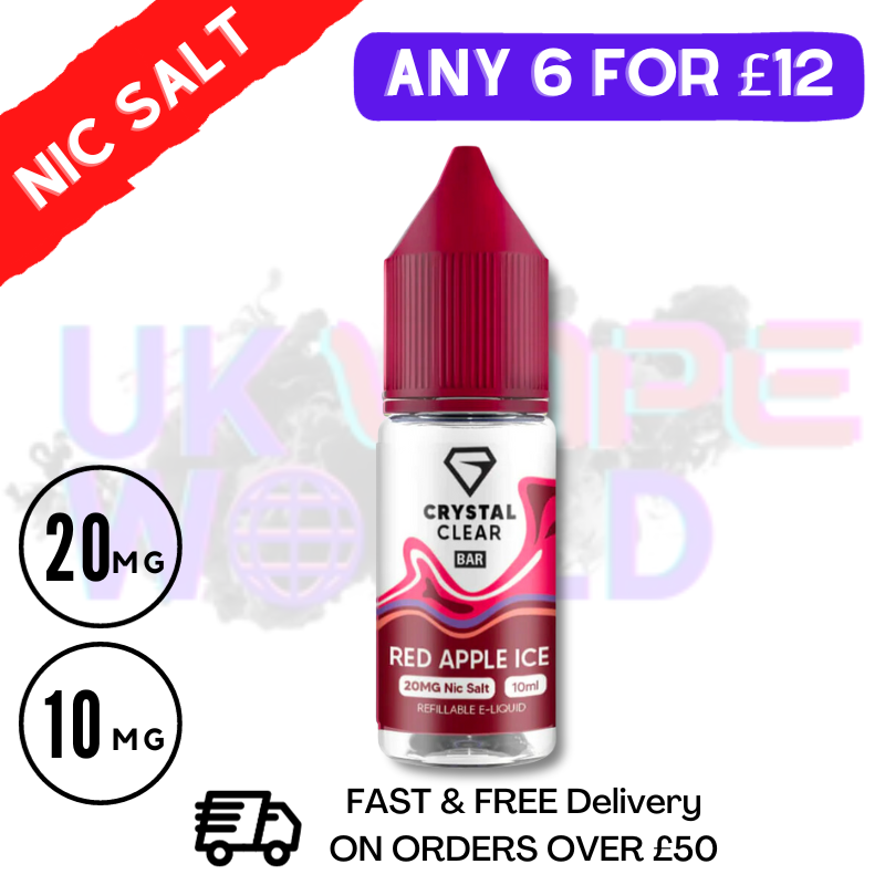 Shop Red Apple ICE Crystal Clear Bar Nic 10ML Nicotine Salt eLiquid - UK Vape World