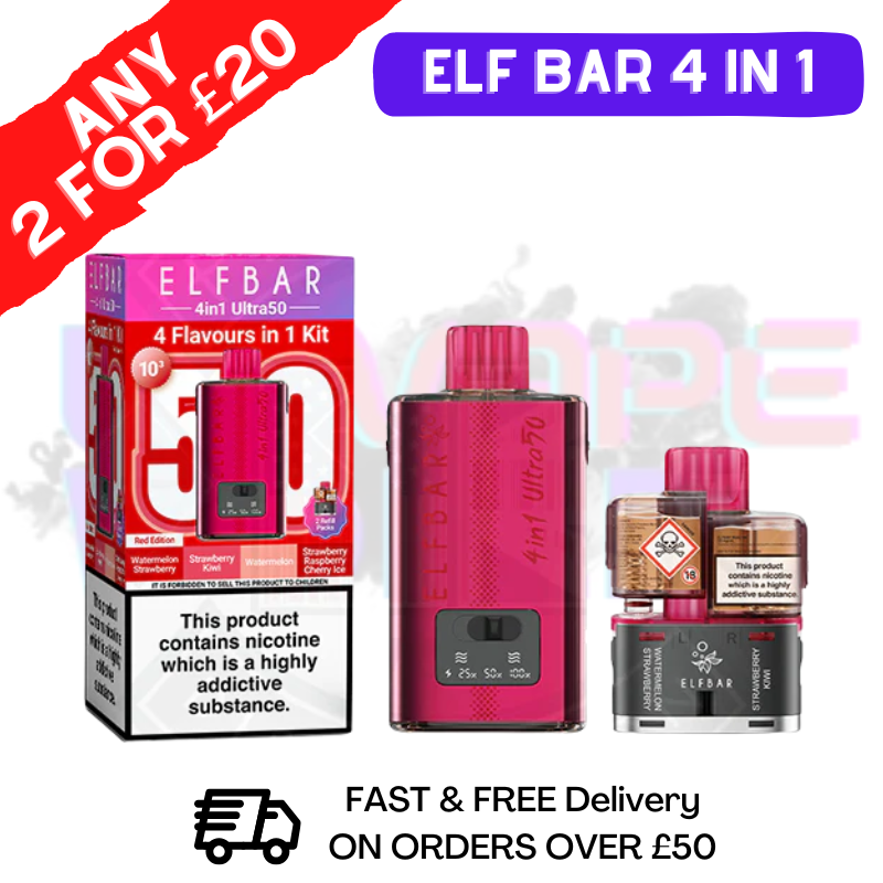 Red Edition Elf Bar 4 in 1 Ultra Puff Kit - ukvapeworld
