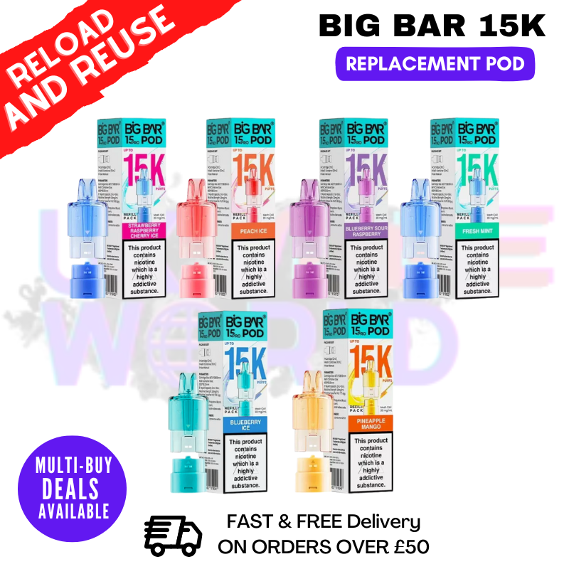 Big Bar 15K Pro Replacement Pods | Refil | 4 For 18 Big Bar 15K Pro Replacement Pods | Refil | 4 For 18