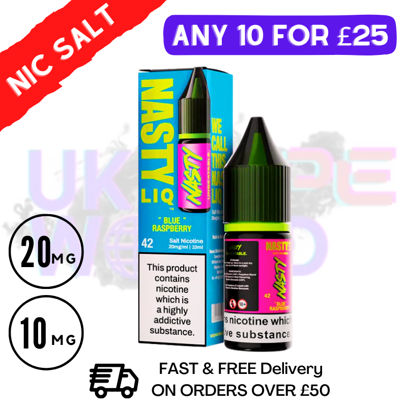 Buy NastyLiq 'Blueberry Raspberry' Nic Salt By Nasty Eliquids Online - UK VAPE World