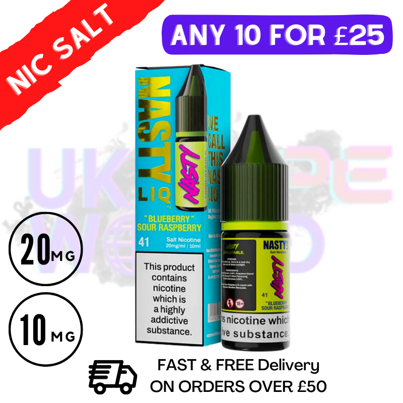 NastyLiq 'Blue Sour Raspberry' Nic Salt By Nasty Eliquids - UK Vape World