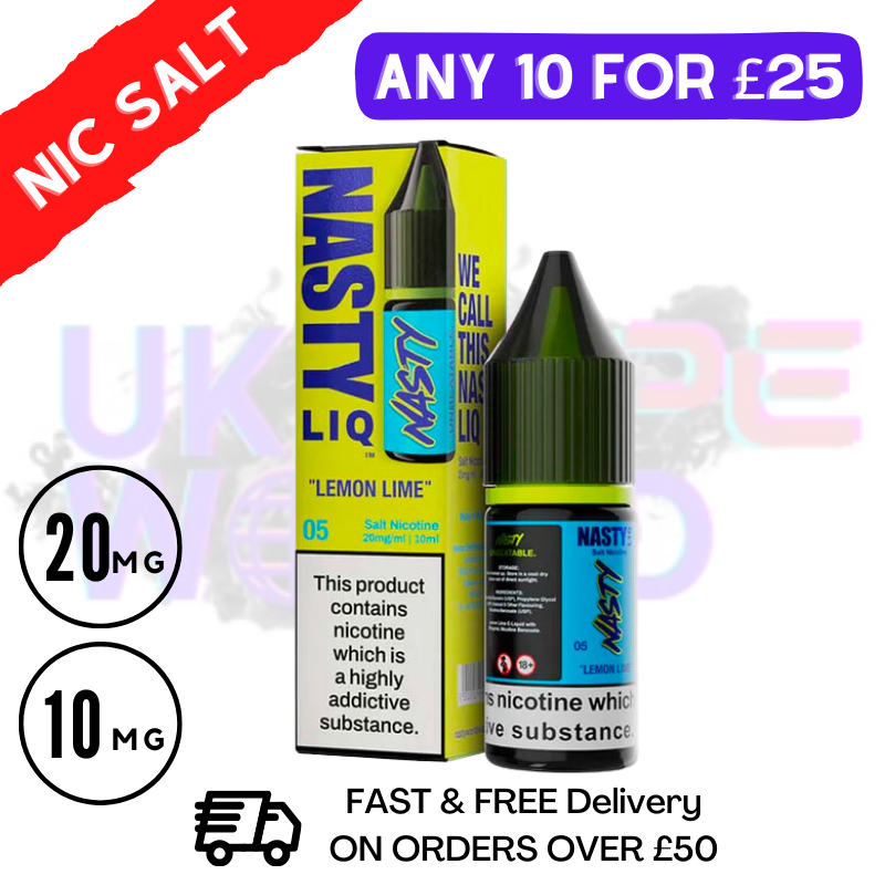 NastyLiq 'Lemon Lime' Nic Salt By Nasty Eliquids - UK Vape World