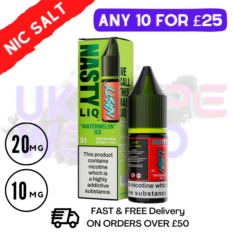 NastyLiq 'Watermelon ICE' Nic Salt By Nasty Eliquids - UK Vape World