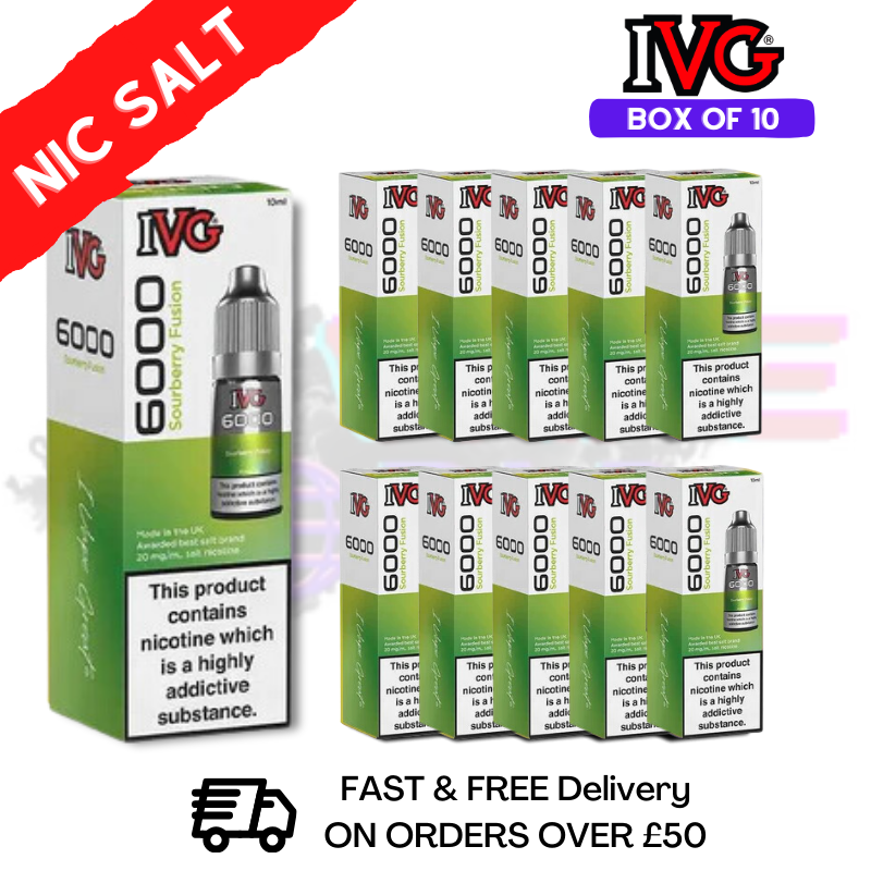 Shop Sour Berry Fusion IVG 6000 Box Of 10 Nic Salt - UK Vape World