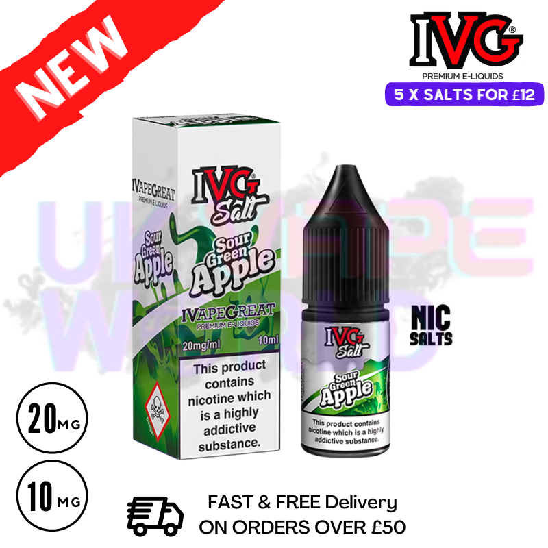 Sour Green Apple IVG Salt 10ml Nic Eliquid