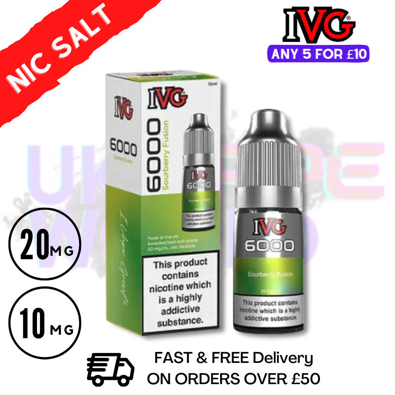 Shop Sourberry Fusion IVG 6000 Nic Salt E-Liquid - UK Vape World