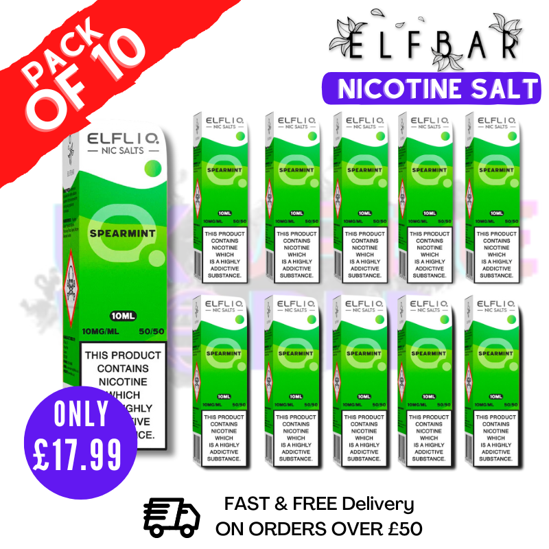 Shop Spearmint ElfLiq Nic Salt BOX OF 10 - ONLY £17.99 - UK Vape World