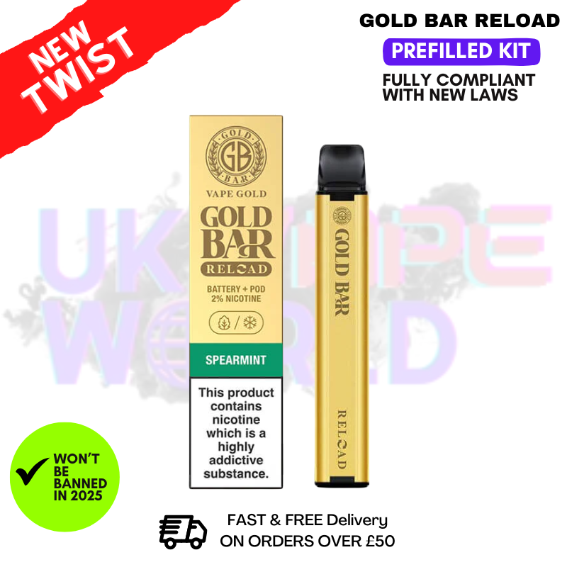 Spearmint Gold Bar Reload Prefilled Pod Kit Spearmint Gold Bar Reload Prefilled Pod Kit