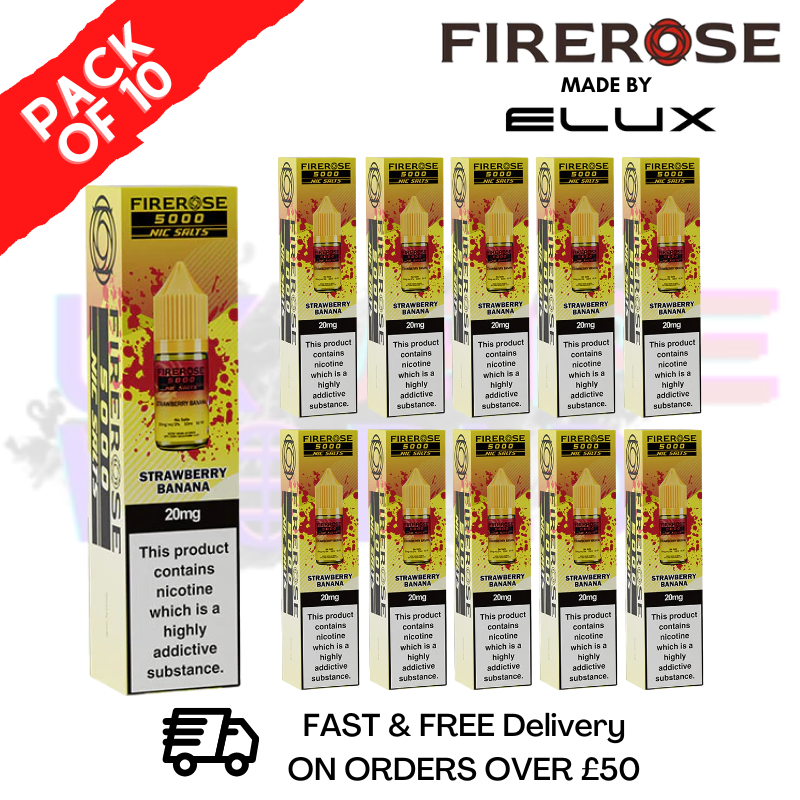 shop Strawberry Banana Firerose 5000 Nic Salt Box Of 10 - ukvapeworld