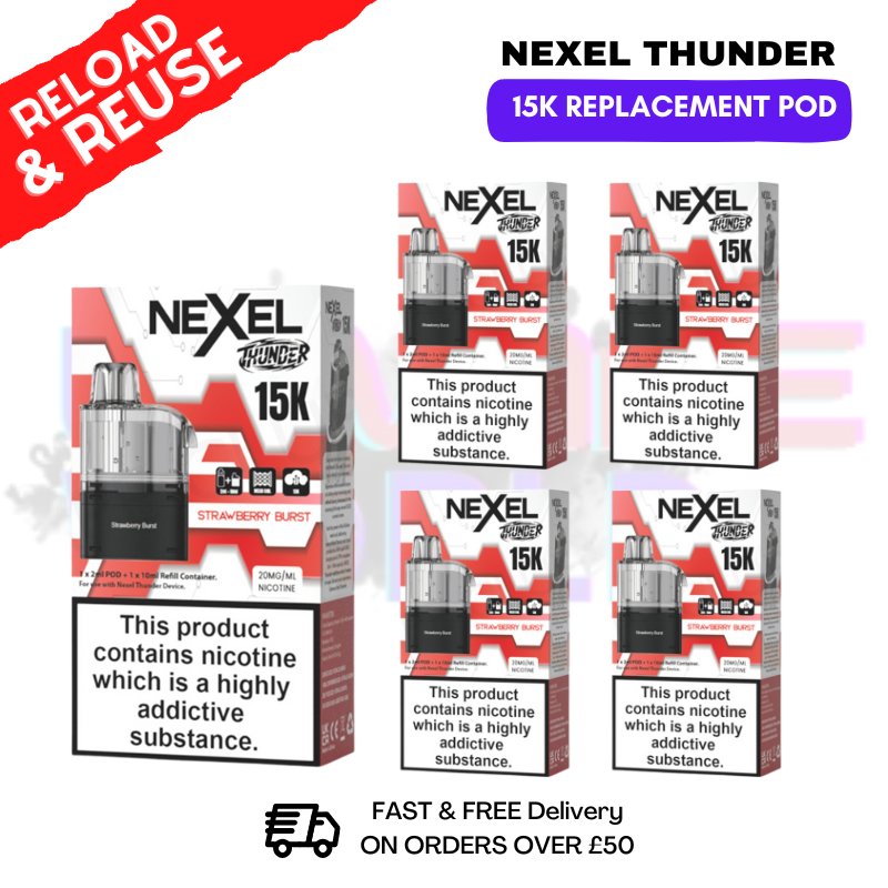 Strawberry Burst Nexel 15K REPLACEMENT PODS BOX OF 5 - UKVAPEWORLD