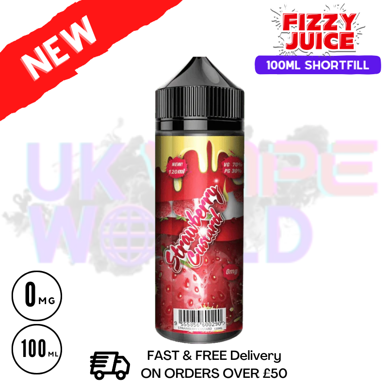 Strawberry Custard Fizzy Juice 100ml E-Liquid - 7.89 Strawberry Custard Fizzy Juice 100ml E-Liquid - 7.89