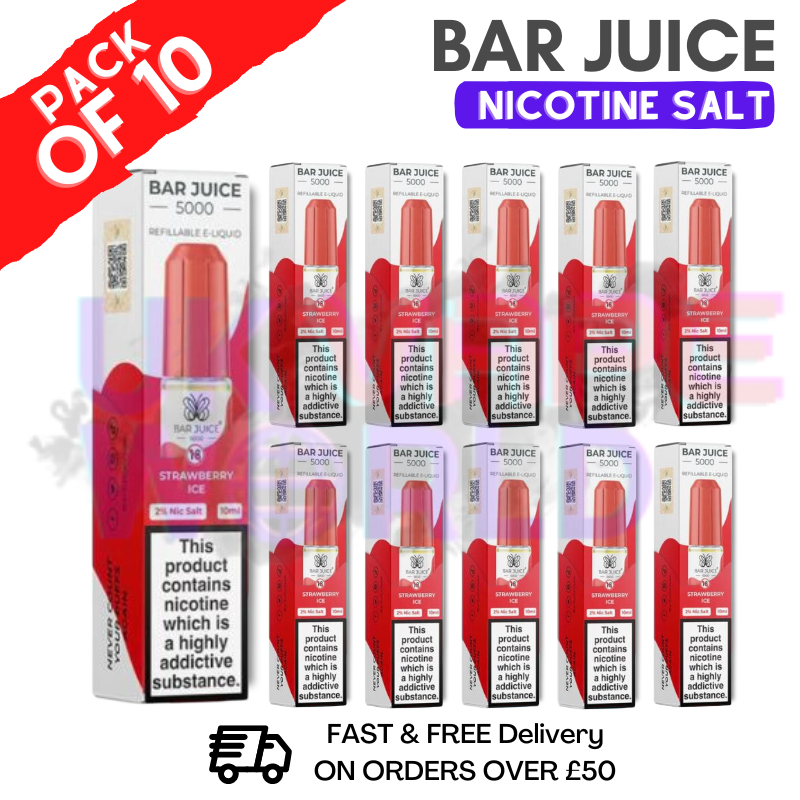 Shop Strawberry ICE Bar Juice 5000 Nic Salt | Box of 10 | ONLY £15.99 - UK Vape World