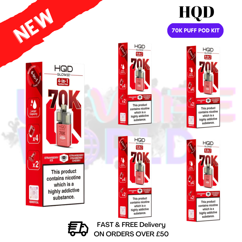 Strawberry ICE HQD Glow Air 70k Vape Kit Box of 5