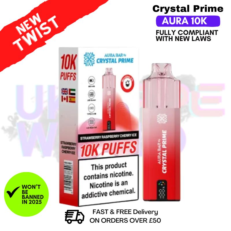 fake crystal vape Strawberry Raspberry Cherry Ice Crystal Prime 10K Puff Pod Kit