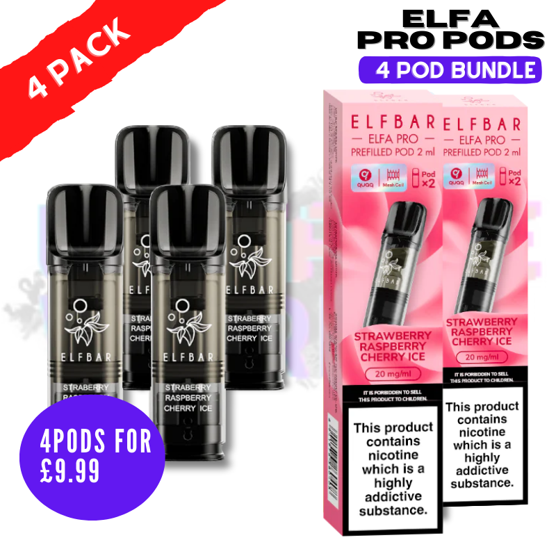 Shop Strawberry Raspberry Cherry Ice ELFA Pro Pods - Pack Of 4 PODS - UK Vape World
