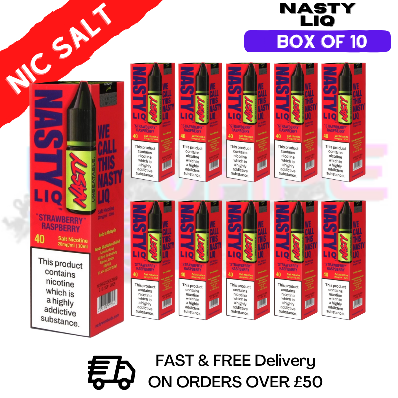 Shop Strawberry Raspberry - NastyLiq Nic Salt Box Of 10 - UK Vape World