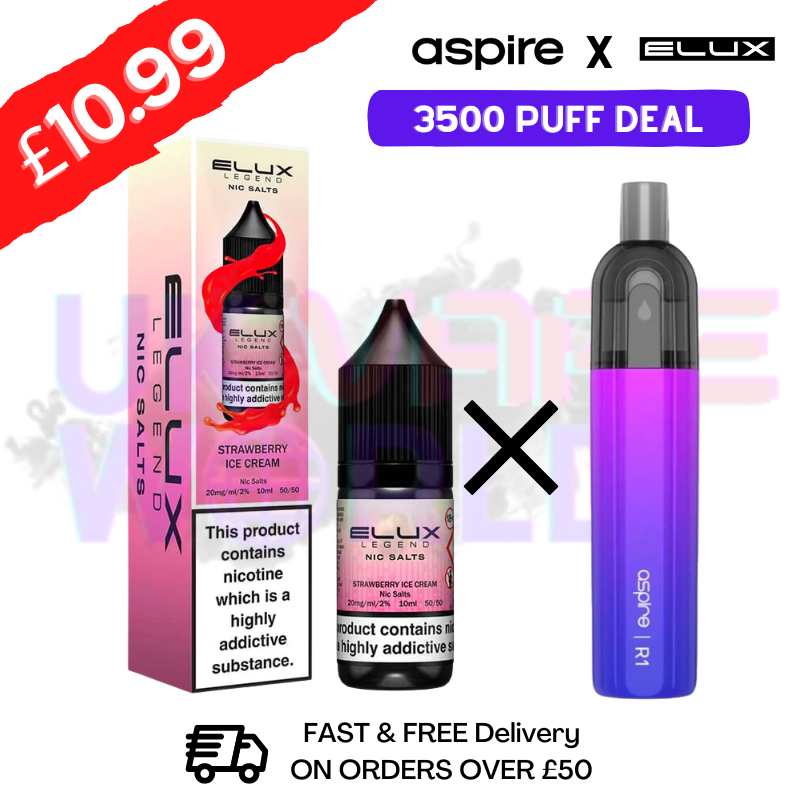Strawberry ICE Cream Elux Legend 3500 Puff Salt x Kit Bundle