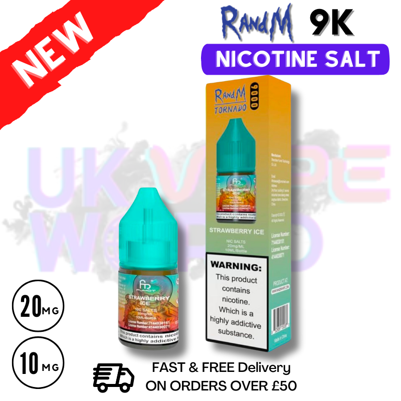 Shop Strawberry ICE RandM Tornado 9000 Nic Salt 10ml eLiquid - UK Vape World