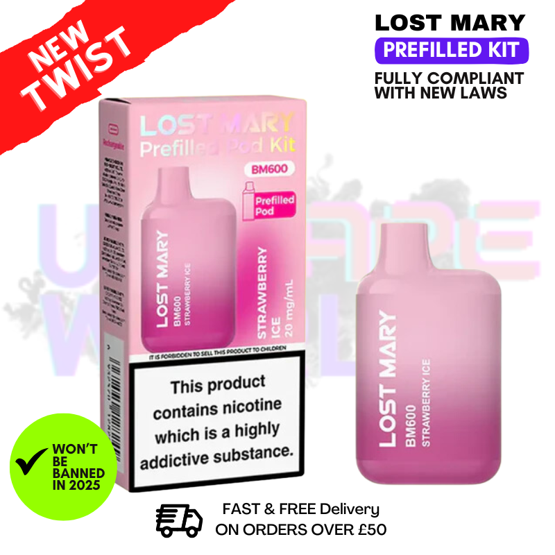Strawberry ICE Lost Mary BM600 Prefilled Pod Kit - 3.29 Strawberry ICE Lost Mary BM600 Prefilled Pod Kit - 3.29