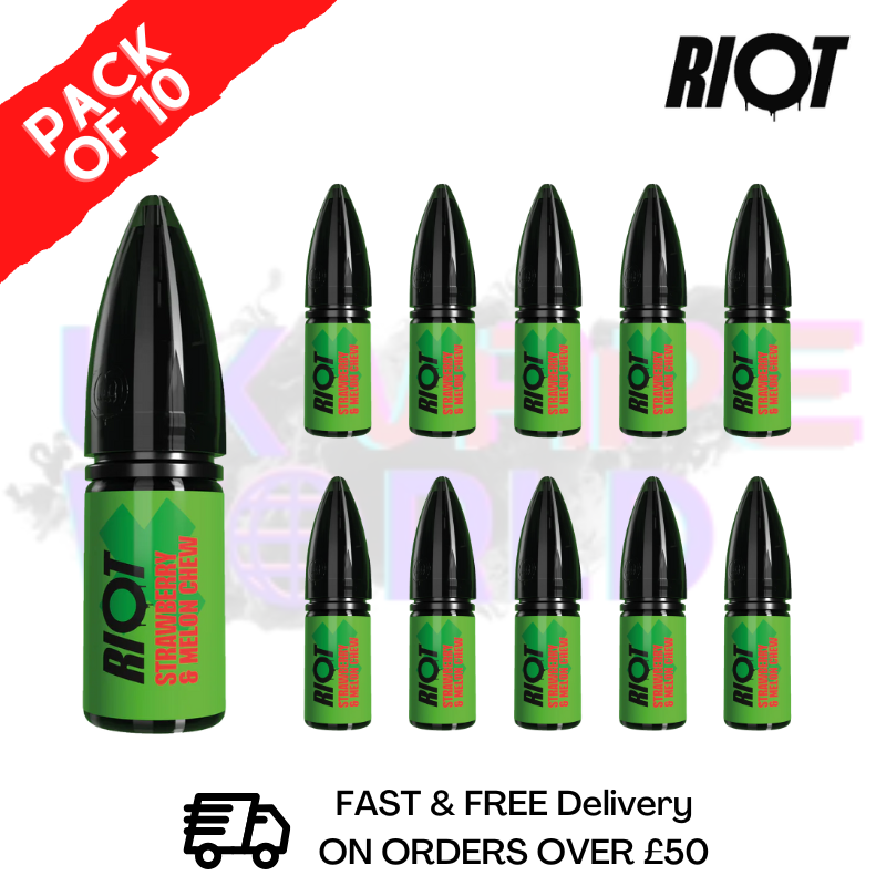 shop Strawberry & Melon Chew Riot X Nic Salt Box Of 10 - ukvapeworld
