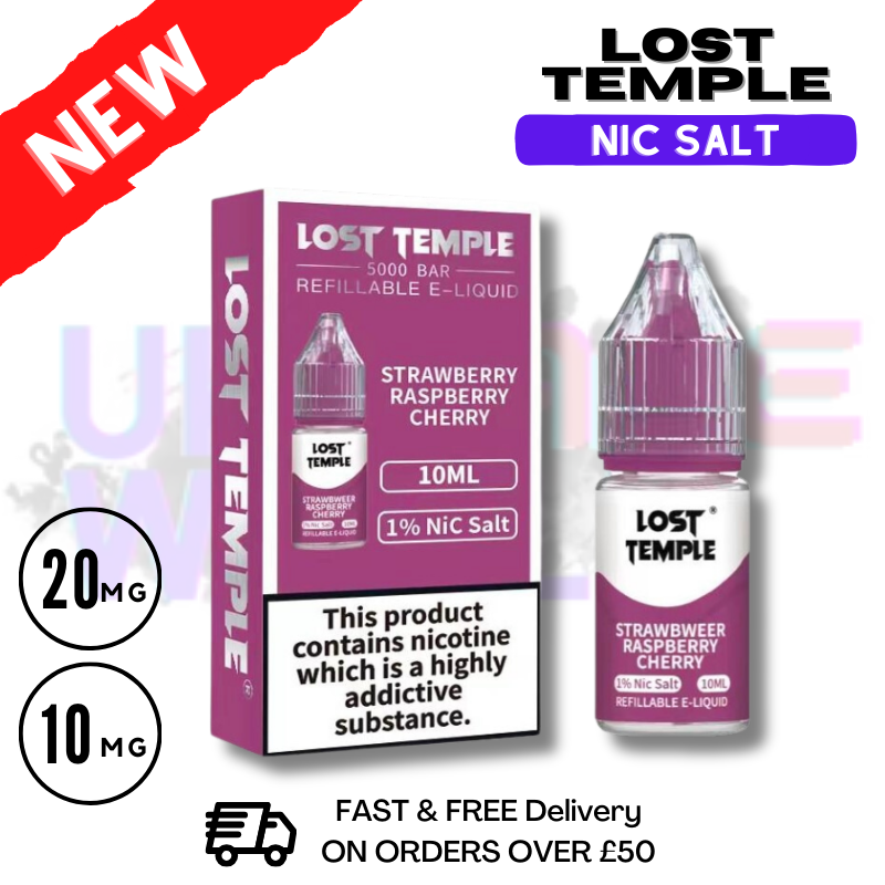 Shop LOST TEMPLE 'Strawberry Raspberry Cherry' Nic Salt - UK Vape World