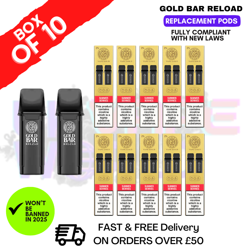 gold bar summer berries disposable vape Summer Berries Gold Bar Reload Prefilled Pods Box of 10