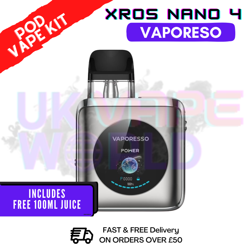 Vaporesso Xros Nano 4 Titanium Silver Pod Vape Kit - 21.99 Vaporesso Xros Nano 4 Titanium Silver Pod Vape Kit - 21.99