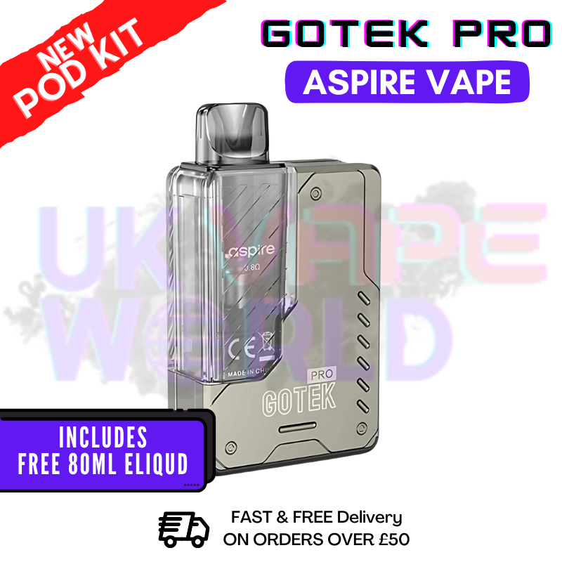 Shop Titanium Aspire Gotek Pro Vape Kit | £17.99 | FREE 80ML Eliquid - UK Vape World