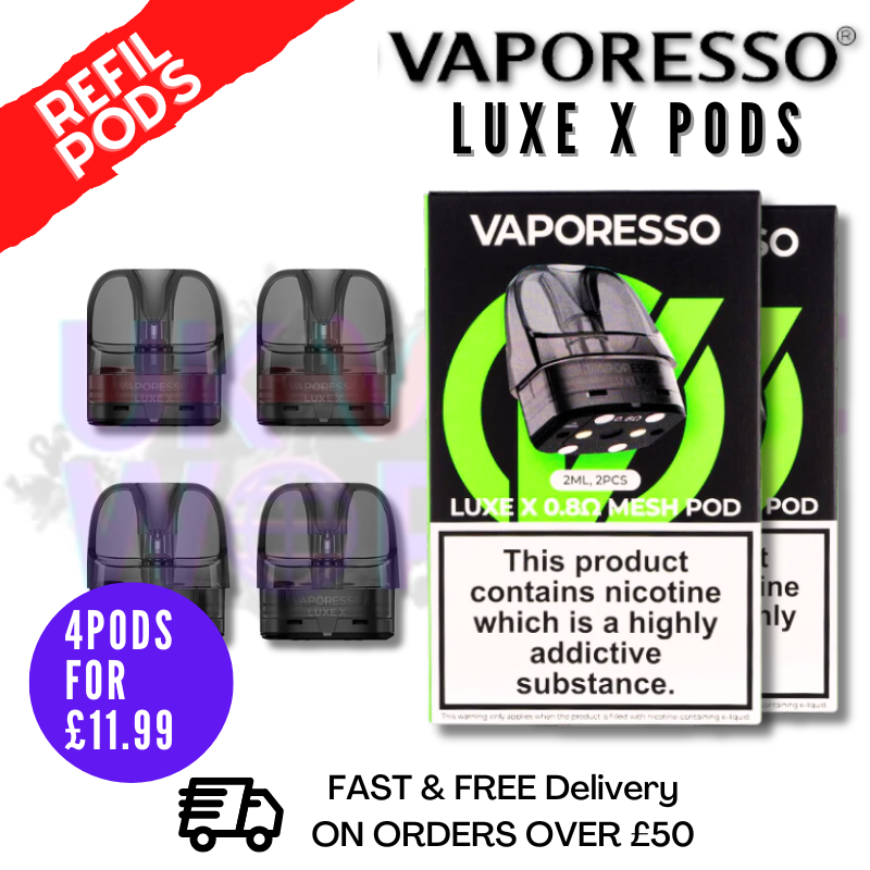 Vaporesso Luxe X replacement pods (2 x Pack Of 2) - ONLY 3 EACH Vaporesso Luxe X replacement pods (2 x Pack Of 2) - ONLY 3 EACH