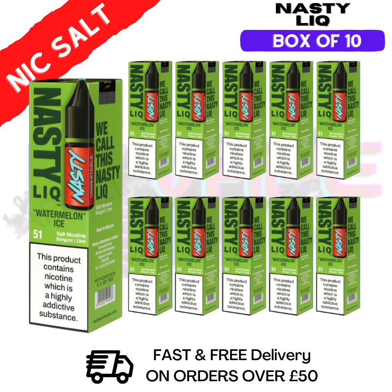 Shop Watermelon Ice - NastyLiq Nic Salt Box Of 10 - UK Vape World