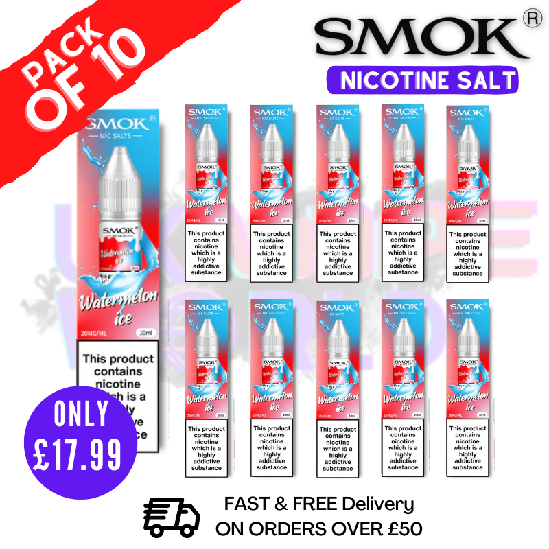 Watermelon Ice Smok Nic Salt E Liquid BOX OF 10 - ONLY 17.99 Watermelon Ice Smok Nic Salt E Liquid BOX OF 10 - ONLY 17.99