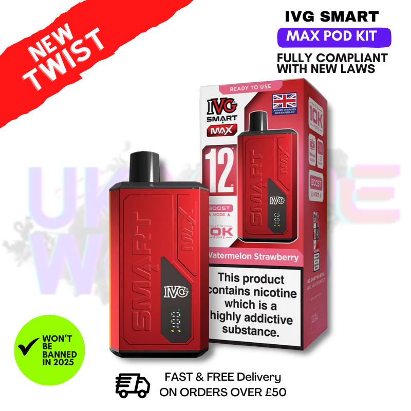 Watermelon Strawberry IVG Smart Max 10K Puff Prefilled Pod Kit Watermelon Strawberry IVG Smart Max 10K Puff Prefilled Pod Kit