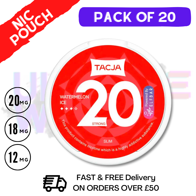 Watermelon ICE TACJA Nicotine Pouches By Elf Bar - UK Vape World