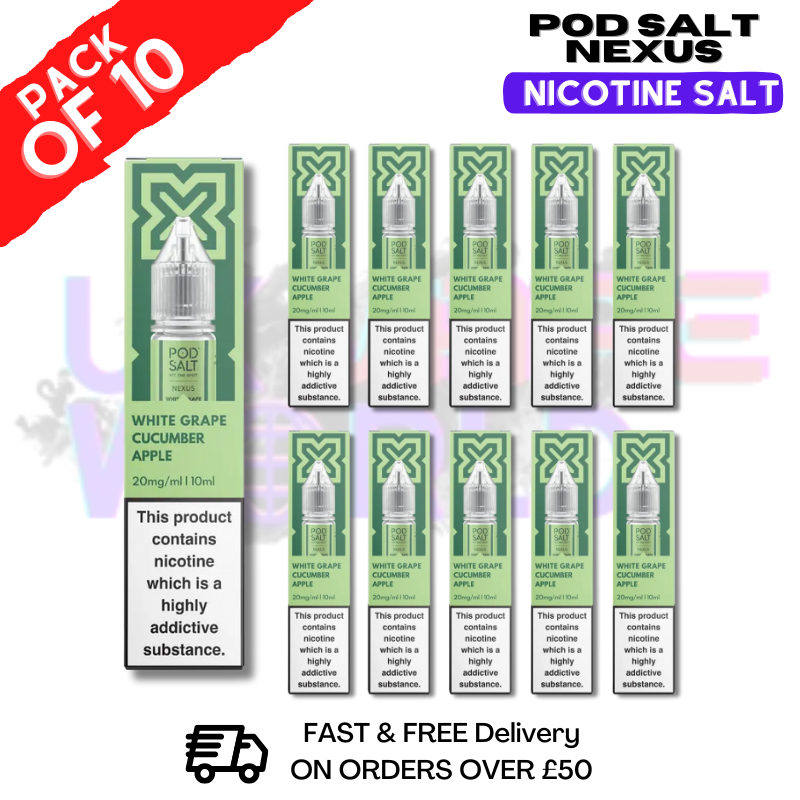 White Grape Cucumber Pod Salt Nexus Nic Salt Box Of 10