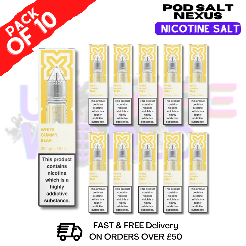 White Gummy Bear Pod Salt Nexus Nic Salt Box Of 10