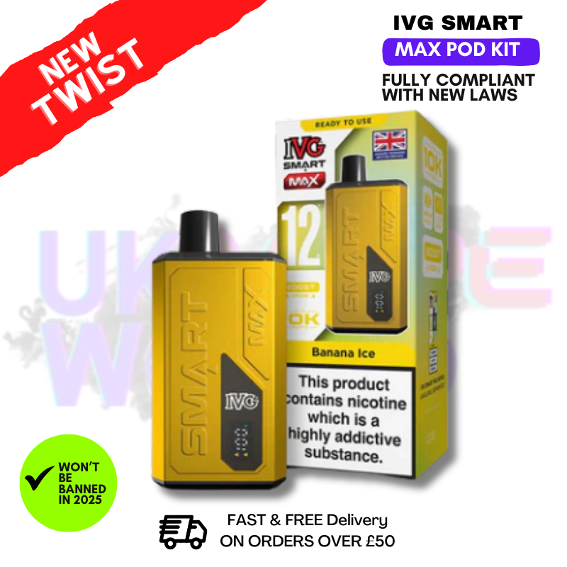 Banana ICE IVG Smart Max 10K Puff Prefilled Pod Kit Banana ICE IVG Smart Max 10K Puff Prefilled Pod Kit