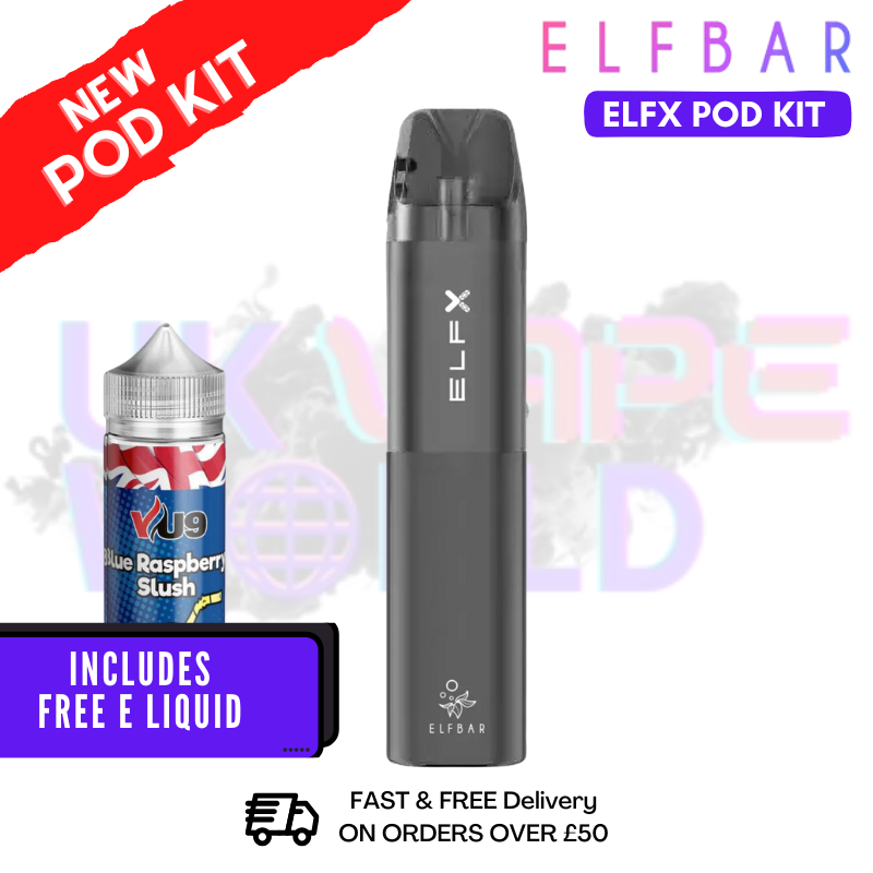 Black Elf Bar ELFX Refillable Pod Kit & Free eLiquid - 10.99 Black Elf Bar ELFX Refillable Pod Kit & Free eLiquid - 10.99