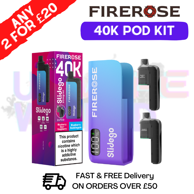 Blue Sour Raspberry Firerose SlideGo 40K Prefilled Pod Kit - ukvapeworld
