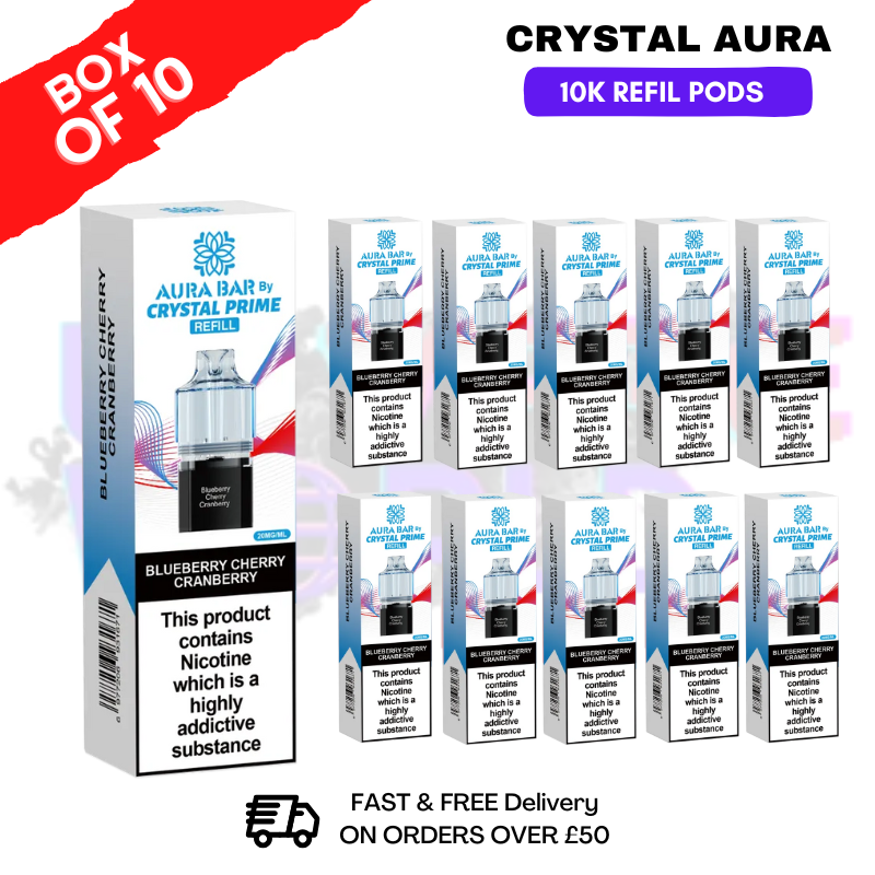 Blueberry Cherry Cranberry Crystal Prime 10K Refil Pods Box Of 10