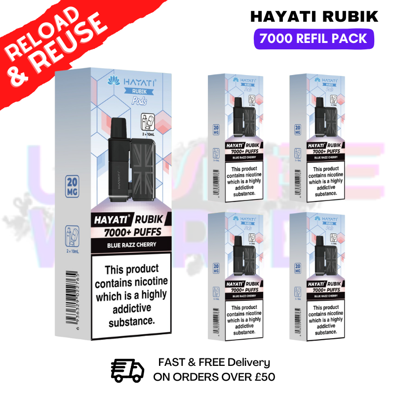 shop Blue Razz Cherry Hayati Rubik 7K Replacement Pods Box Of 5 - ukvapeworld