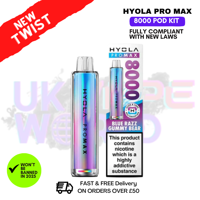 Blue Razz Gummy Bear Hyola Pro Max 8000 Puff Prefilled Pod Kit Blue Razz Gummy Bear Hyola Pro Max 8000 Puff Prefilled Pod Kit